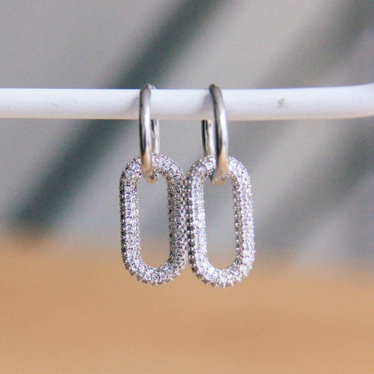 Earrings with Crystal Oval Pendant